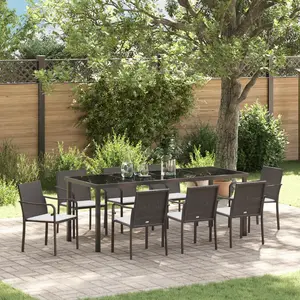 vidaXL Set de jardin 9 pièces avec coussins en rotin marron pas cher