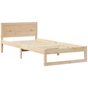 vidaXL Cadre de lit Naturel Bois de pin massif 90 x 190 cm Convertible pas cher