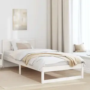 vidaXL Cadre de lit Blanc Bois 90 x 200 cm Cadre de lit minimaliste pas cher