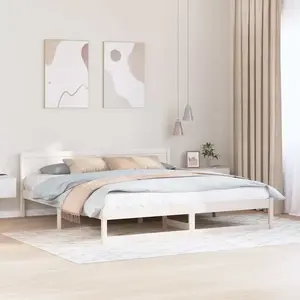 vidaXL Cadre de lit Blanc Bois 180 x 200 cm Robuste Cadre de lit pas cher