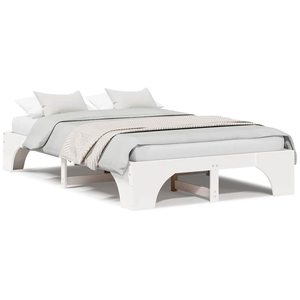 vidaXL Cadre de Lit Complet Blanc Bois Massif Full Solide pas cher