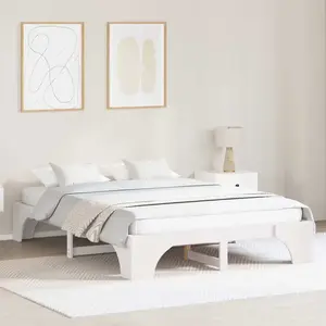 vidaXL Cadre de lit Blanc Bois massif 160 x 200 cm Durable pas cher
