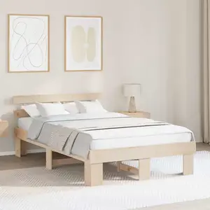 vidaXL Cadre de lit avec tête de lit 120x190 cm en bois massif de pin pas cher