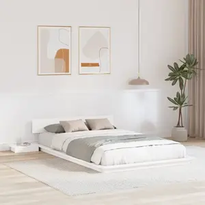 vidaXL Cadre de lit avec tête de lit Marron 135 x 190 cm bois pas cher
