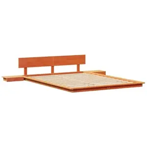 vidaXL Cadre de lit avec tête de lit Marron 140 x 200 cm bois pas cher
