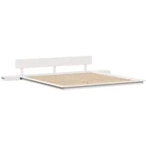 vidaXL Cadre de lit Blanc 200 x 200 cm bois pas cher