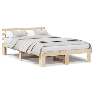 vidaXL Cadre de lit avec tête de lit naturelle 140 x 190 cm Pin massif pas cher