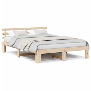 vidaXL Cadre de Lit en Pin Naturel Bois Naturel Bois de Pin Massif pas cher