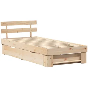 Cadre De Lit Avec Tiroir Marron 80 X 200 Cm Bois Massif En Pin Vidaxl pas cher