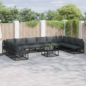 Comparateur de prix : vidaXL Ensemble de canapé de jardin 11 pcs Noir 70 x 70 x 32 cm