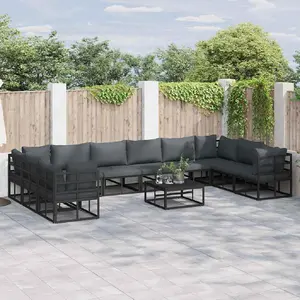 Comparateur de prix : vidaXL Ensemble de canapé de jardin 11 pcs Noir 70 x 70 x 32 cm
