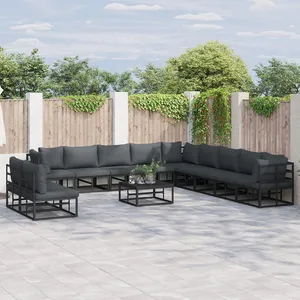Comparateur de prix : vidaXL Ensemble de canapé de jardin 11 pcs Noir 70 x 70 x 32 cm