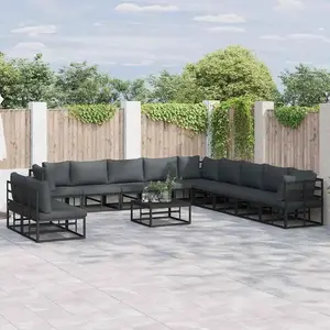 Comparateur de prix : vidaXL Ensemble de canapé de jardin 12 pcs Noir 70 x 70 x 32 cm