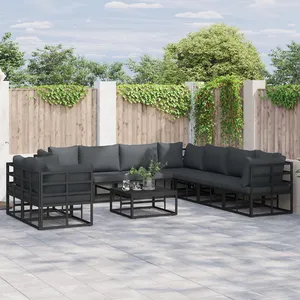 Comparateur de prix : vidaXL Ensemble de canapé de jardin 10 pcs Noir 70 x 70 x 32 cm