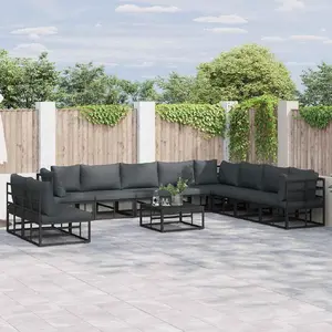 vidaXL Ensemble de canapé de jardin 11 pcs Noir 70 x 70 x 32 cm pas cher