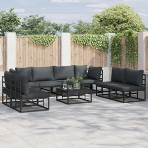 vidaXL Ensemble de canapé de jardin 8 pcs Noir 283 x 71.5 x 71 cm pas cher