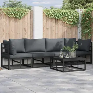 vidaXL Ensemble de canapé de jardin 5 pcs Noir 70 x 70 x 32 cm pas cher