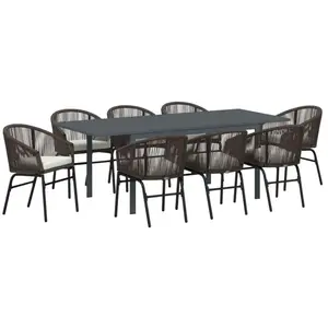 Ensemble De Salle À Manger Pour Jardin 9 Pcs Marron Poly Rotin Vidaxl pas cher