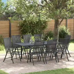 vidaXL Ensemble de salle à manger pour jardin 9 pcs Anthracite Acier pas cher