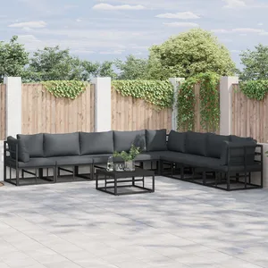 vidaXL Ensemble de canapé de jardin 9 pcs Noir 70 x 70 x 32 cm pas cher
