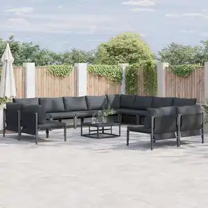 vidaXL Ensemble de canapé de jardin 12 pcs Anthracite Acier pas cher