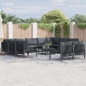vidaXL Ensemble de canapé de jardin 11 pcs Anthracite Acier pas cher
