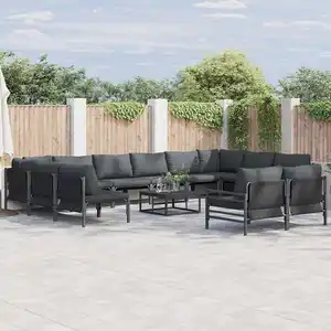 vidaXL Ensemble de canapé de jardin 13 pcs Anthracite Acier pas cher