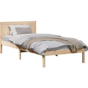 vidaXL Cadre de lit Marron 90 x 190 cm Bois de pin massif pas cher