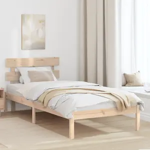vidaXL Cadre de lit avec tête de lit 100x200 cm en pin massif pas cher