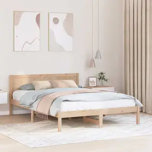 vidaXL Cadre de lit en bois de pin  140x200 Naturel Bois de pin pas cher