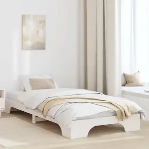 Cadre De Lit Blanc 197 X 82 X 17 Cm Bois Massif En Pin Vidaxl pas cher