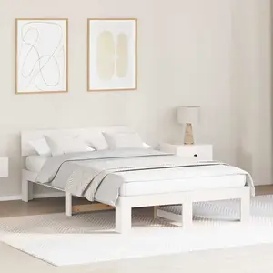 vidaXL Cadre de lit avec tête de lit Blanc 120 x 190 cm Pin massif pas cher