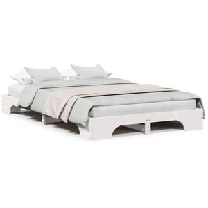 vidaXL Cadre de Lit Blanc Bois 140 x 190 cm Cadre de Lit Rectangulaire pas cher