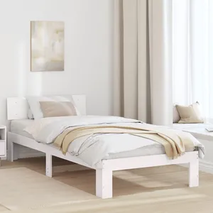 vidaXL Cadre de lit avec tête de lit Blanc 80 x 200 cm Pin massif pas cher