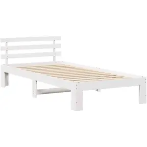 vidaXL Cadre de lit en bois Blanc Bois Simple Durable pas cher