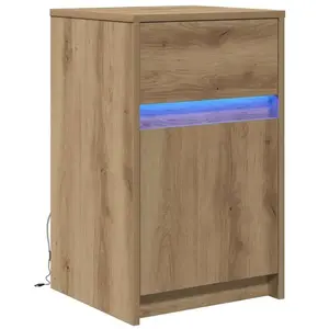 vidaXL Armoire de chevet LED chêne artisanal 38 x 34 x 61 cm pas cher