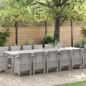vidaXL Ensemble de Salle à Manger de Jardin 15 pcs Gris clair Large pas cher