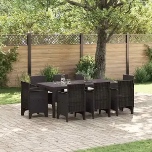 vidaXL Ensemble de salle à manger de jardin 9 pcs Polypropylène brun pas cher