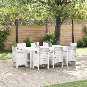 vidaXL Ensemble de salle à manger pour jardin 9 pcs Blanc pas cher