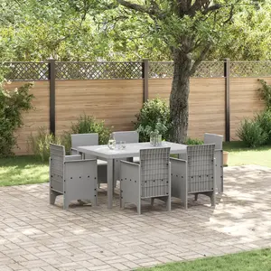Ensemble De Salle À Manger Pour Jardin 7 Pc Gris Clair Vidaxl pas cher
