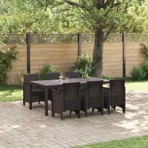 vidaXL Ensemble de salle à manger de jardin 7 pcs Polypropylène brun pas cher