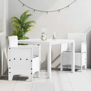 vidaXL Ensemble de salle à manger jardin 3 pièces - Blanc pas cher