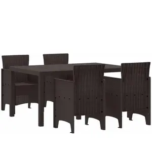 vidaXL Ensemble de salle à manger pour jardin 5 pcs Marron Rattan Polt pas cher