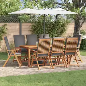 Comparateur de prix : Vidaxl - Chaise De Jardin 8 Pcs Marron 57 X 71.5 X 104cm Teck Massif