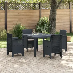 vidaXL Vidaxl Ensemble De Salle À Manger De Jardin De 5 Pièces Avec Coussins Anthracite En Poly Rattan pas cher