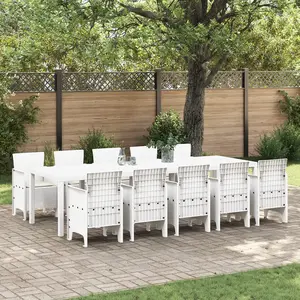 vidaXL Ensemble de salle à manger pour jardin 11 pcs Blanc 10 places pas cher