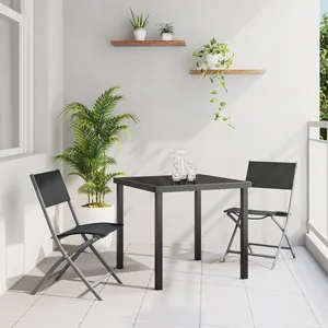vidaXL Ensemble de salle à manger de jardin 3 pièces Noir Textilène et Acier pas cher