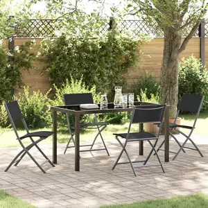 Ensemble De Salle À Manger Pour Jardin Pliant 5 Pcs Noir Vidaxl pas cher