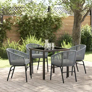 vidaXL Ensemble de jardin de 5 pièces  en rotin poly gris pas cher