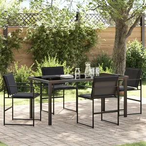 vidaXL Ensemble de salle à manger pour jardin 5 pcs Noir pas cher